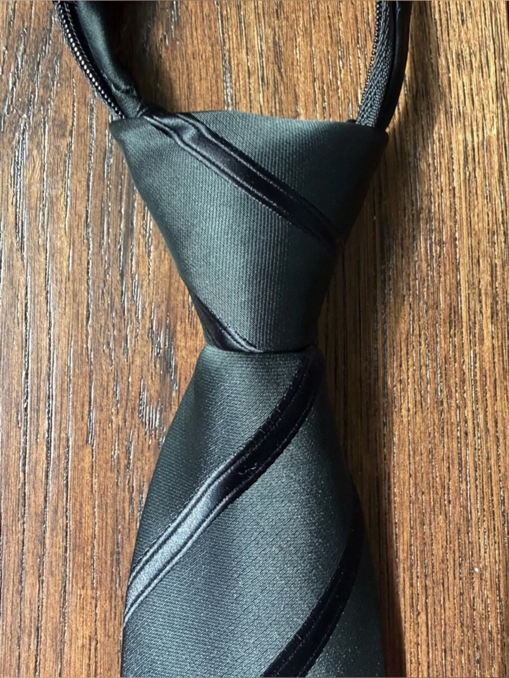 Bergamo New York Boys Black Striped Zipper Tie - 14